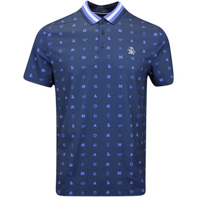 Original Penguin Golf Shirt - All Over Icon Polo - Black Iris AW24