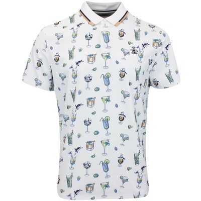 Original Penguin Golf Shirt - 19th Hole Print Polo - Bright White AW24