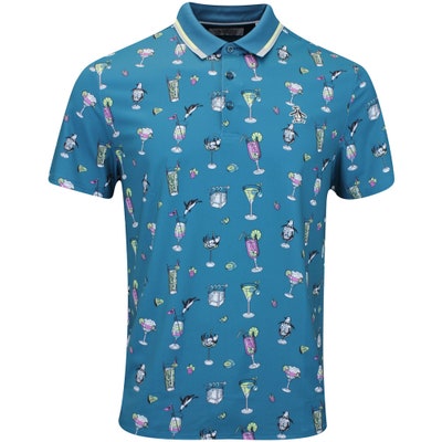 Original Penguin Golf Shirt - 19th Hole Print Polo - Corsair AW24