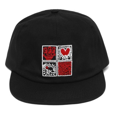 Malbon Golf Cap - Keith Haring Painters Cap - Black AW24