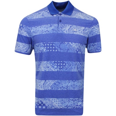 adidas Golf Shirt - Go-To Stripe Print Polo - Royal Blue AW24