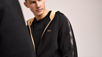 BOSS Gold Logo Golf Black Hoodie