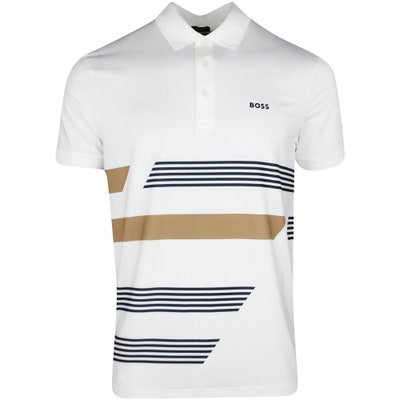 BOSS Golf Shirt - Paddy Tape Blocked Reg. Fit - Bright White SP25