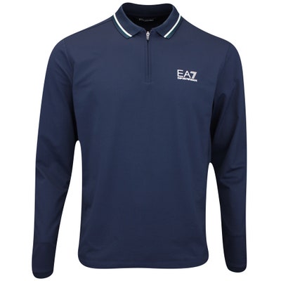 EA7 Golf Shirt - Pro Long Sleeve QZ Polo - Armani Blue AW24