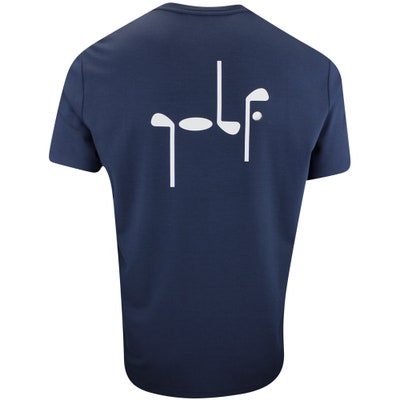 EA7 Golf T-Shirt - Script Printed Tee - Armani Blue AW24