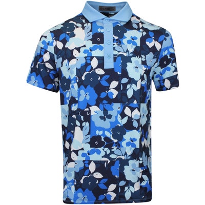 G/FORE Golf Shirt - Patchwork Floral Tech Jersey - Fountain FA24
