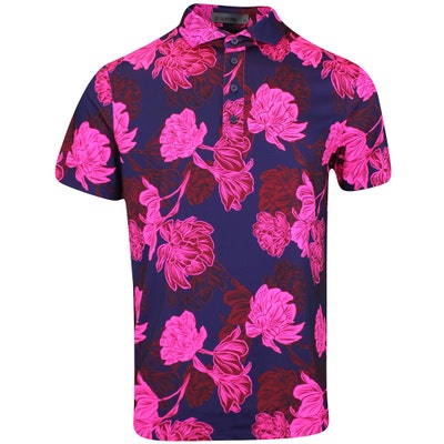 G/FORE Golf Shirt - Stamped Floral Tech Jersey - Cabernet FA24