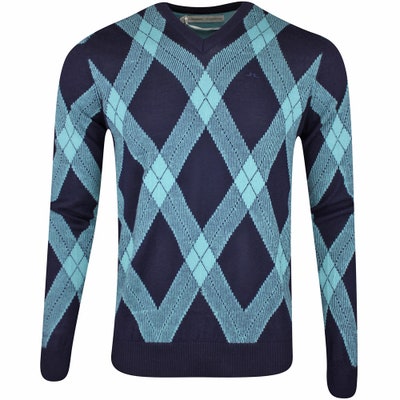 J.Lindeberg x Glenmuir Golf Jumper - Billy Knit V Neck - Tartan WH24