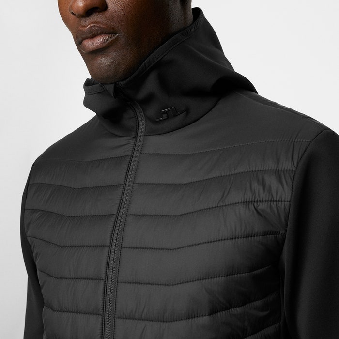 J.Lindeberg Golf Jacket - Holden Quilt Hybrid Hoodie - Black AW24