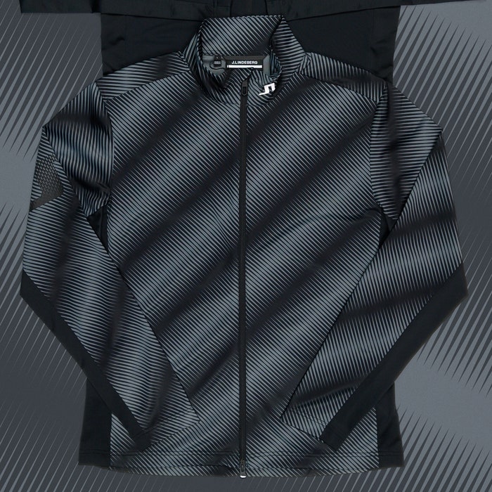 J.Lindeberg Golf Mid Layer - Heath Print FZ Mid - Comb Black PS25