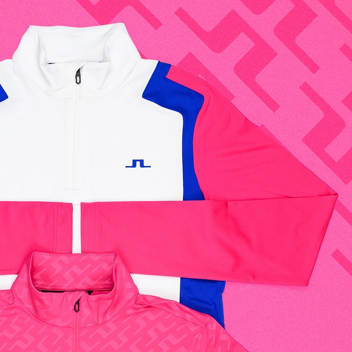 J.Lindeberg Golf Pullover - Lukas QZ Mid - Pink Peacock AW24