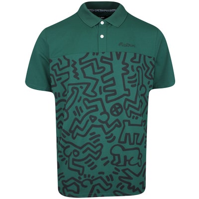 Malbon Golf Shirt - Keith Haring Printed Polo - Green AW24