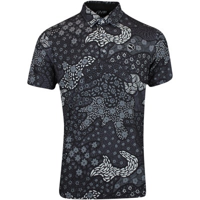 PUMA Golf Shirt - Cloudspun Bloom Camo Polo - Black AW24