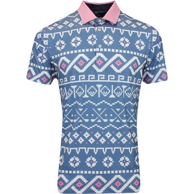 PUMA Golf Shirt - MATTR Fair Isle Print Polo - Blue Horizon AW24